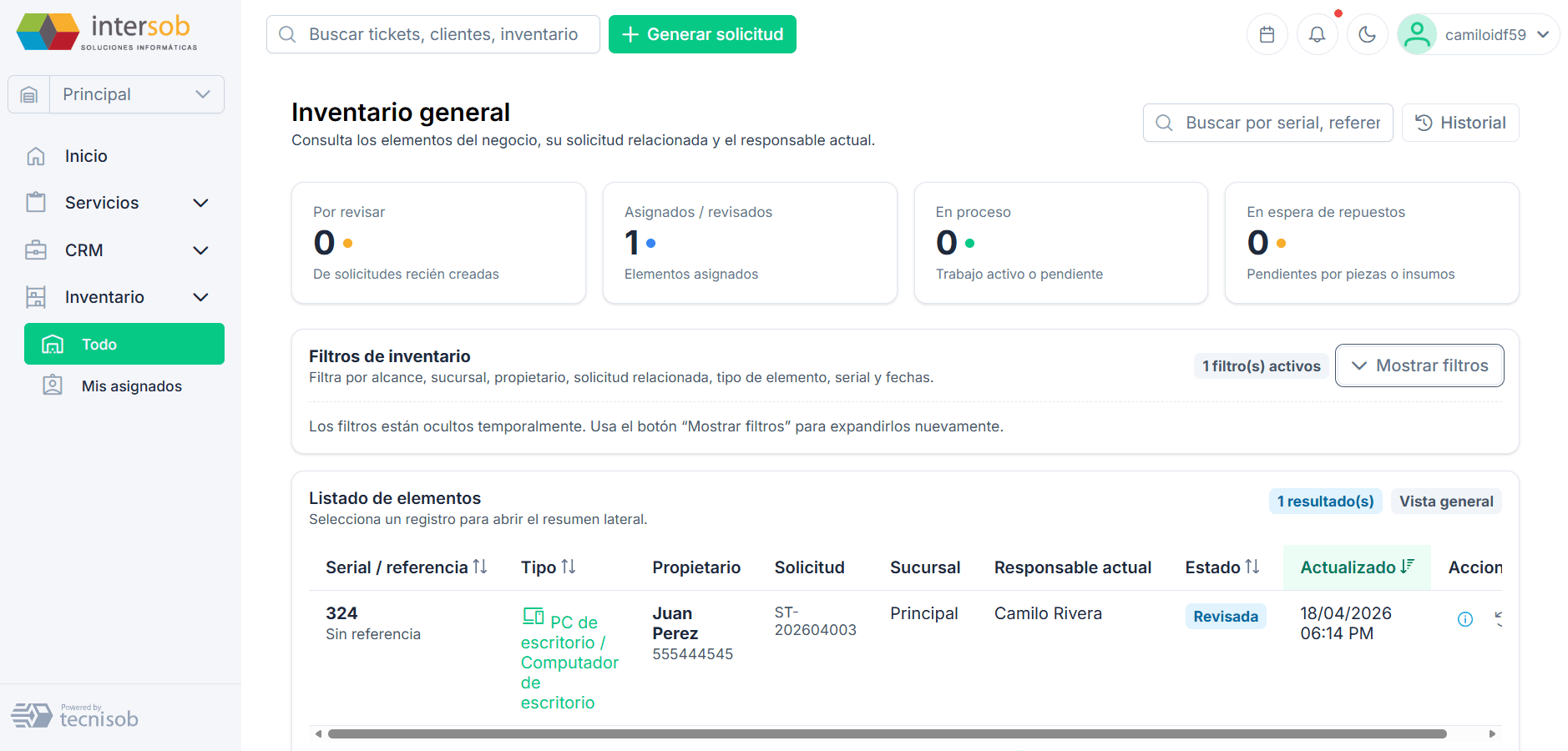 Módulo de inventario de dispositivos