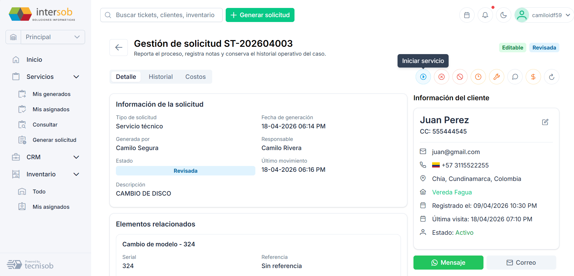 Gestión de tickets en Tecnisob 3.0